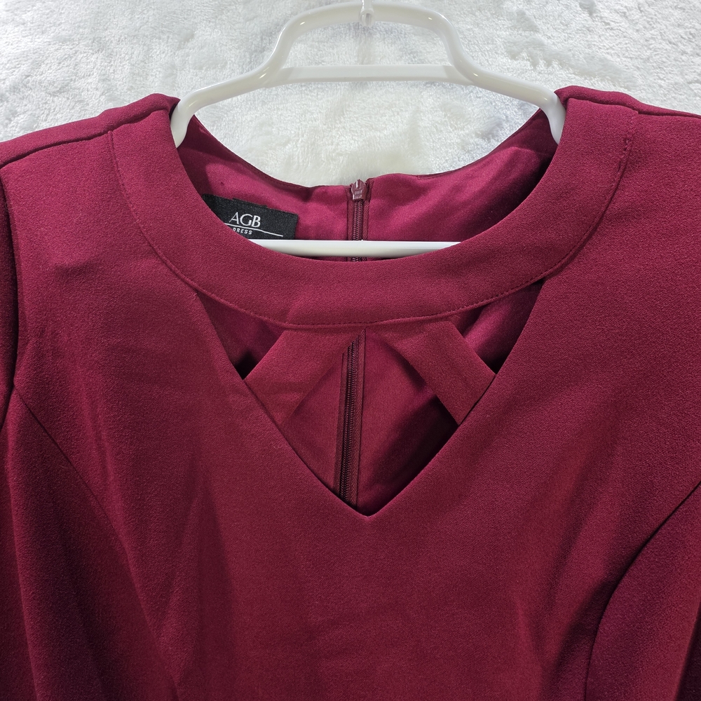 AGB Women's Mini Dress in Rich Burgundy Size 6 - Picture 3 of 5